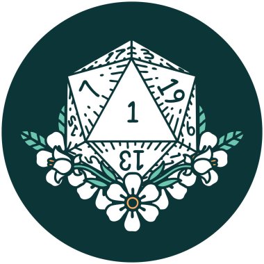 Doğal zarın ikonu çiçek elementleriyle yuvarlanır.