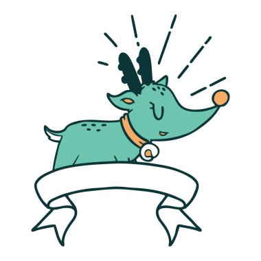 Dövme stili Noel Ren Geyiği dövmeli parşömen.