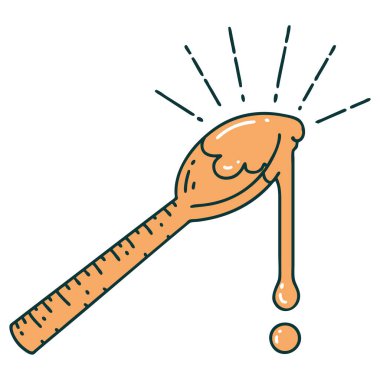 Geleneksel bir kaşık bal dövmesi çizimi