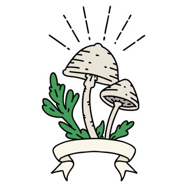 Dövme stili mantarlı parşömen.