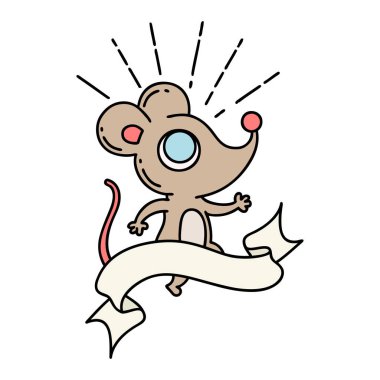 Dövme tarzı fare karakterli kaydırma pankartı