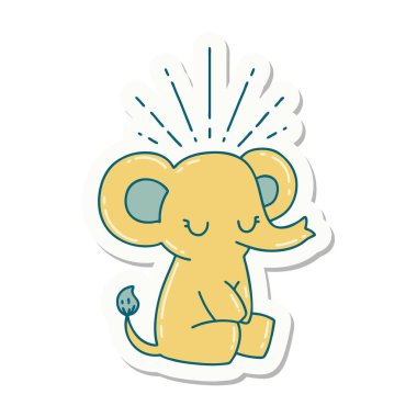 Dövme stili şirin bir fil çıkartması.