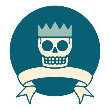 Kafatası ve taç pankartıyla dövme biçimi simgesi