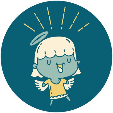 Dövme stili şarkı söyleyen meleğin simgesi