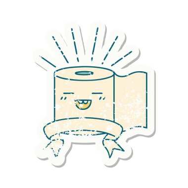 Dövme tarzı tuvalet kağıdı karakterinin eski bir çıkartması.