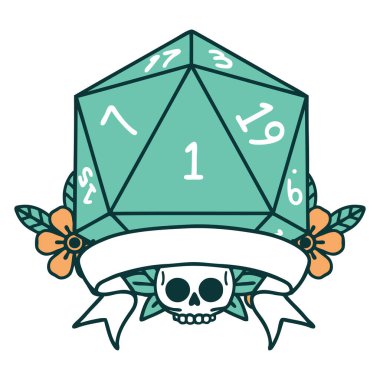 Retro Dövme Biçimi Doğal bir d20 zar atma