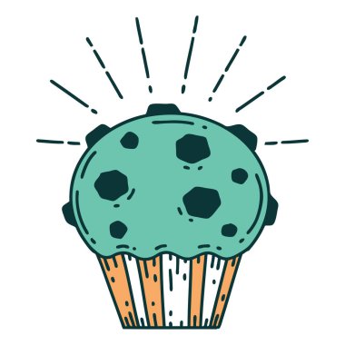 Geleneksel dövmeli çikolatalı kekin resmi.