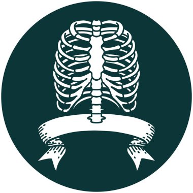 bir göğüs kafesi bayrağı ile dövme tarzı simgesi