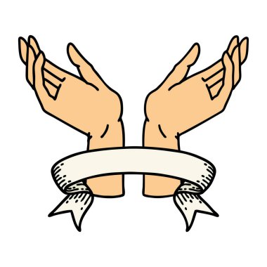 Geleneksel dövmeli açık eller