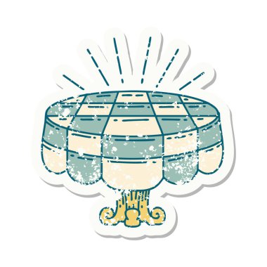 Dövme stili kafe masasının eski bir çıkartması.