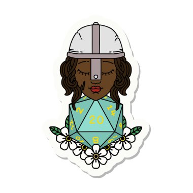 20 D20 zarlı bir insan dövüşçüsünün çıkartması.