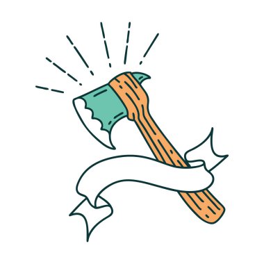 Dövme stili baltalı parşömen.