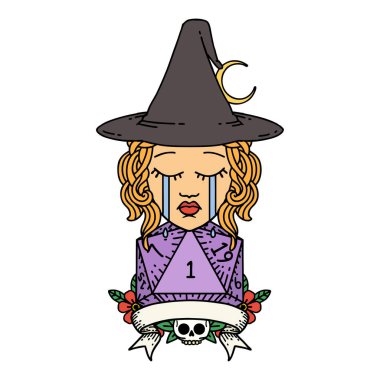 Retro Dövme Tarzı Ağlayan İnsan Cadısı