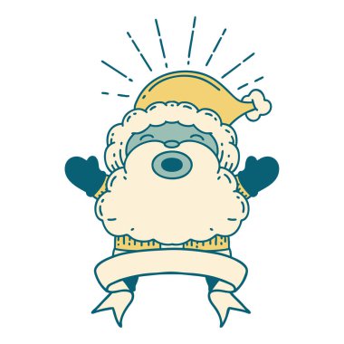 Dövme stili Noel Baba karakterli parşömen.