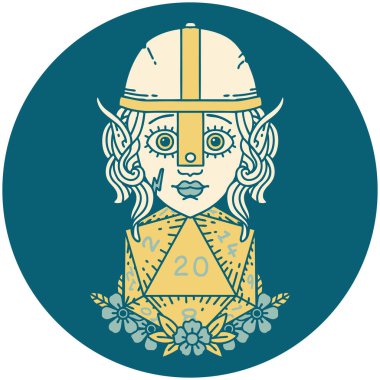 Retro Dövme Tarzı Doğal 20 zarlı elf dövüşçüsü