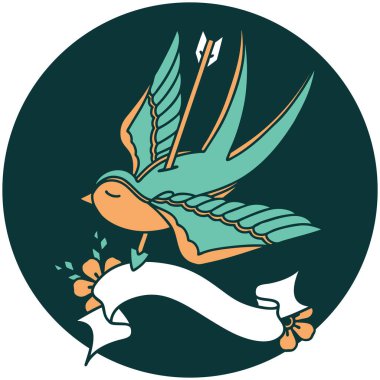 ok ile delinmiş bir kırlangıç sancağına sahip dövme biçimi simgesi