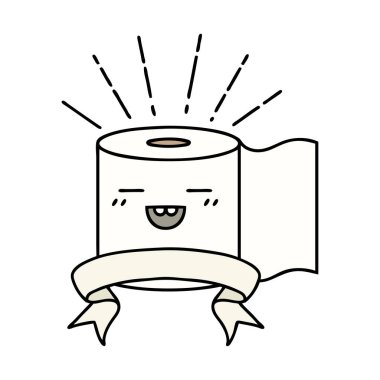 Dövme stili tuvalet kağıdı karakterli kaydırma pankartı