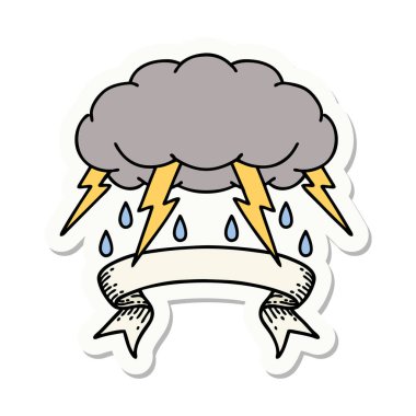 Fırtına bulutu pankartıyla dövme stili çıkartması