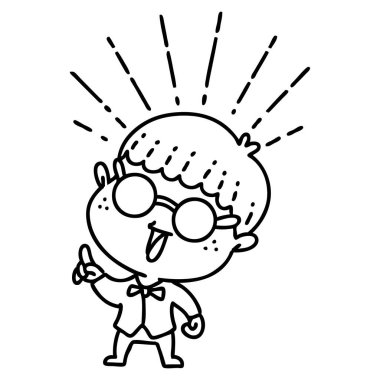 Geleneksel siyah çizgili bir dövmeli adam tasviri. Dahiyane bir fikir.