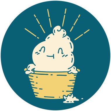 Dövme stili dondurma karakterinin simgesi