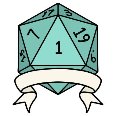 Retro Dövme Biçimi Doğal bir d20 zar atma