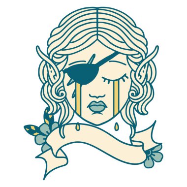 Retro Dövme Tarzı Ağlayan elf düzenbaz karakter yüzü