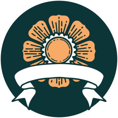 Çiçek sancağıyla dövme biçimi simgesi