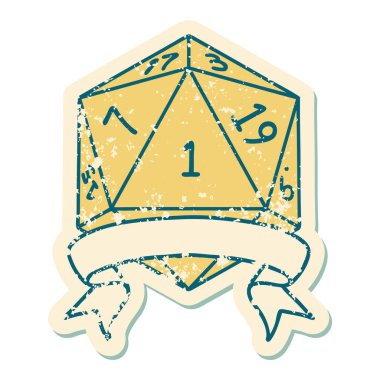 Retro Dövme Biçimi Doğal bir d20 zar atma