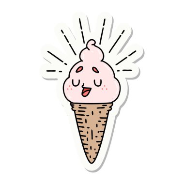 Dövme stili dondurma karakterinin çıkartması.