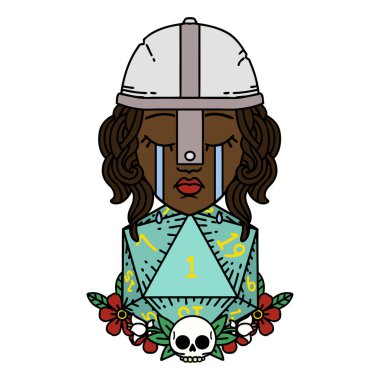 Retro Dövme Tarzı Ağlayan İnsan Dövüşçüsü