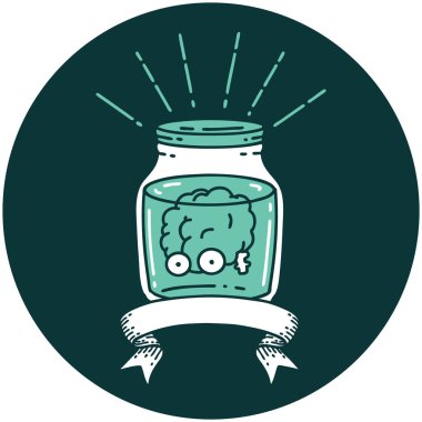 Kavanozda dövme stili bir beyin simgesi