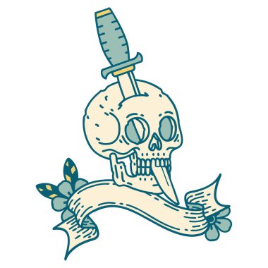 Kafatası dövmeli geleneksel dövme