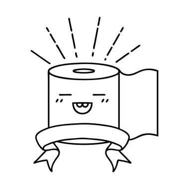 Siyah çizgili parşömen dövmeli tuvalet kağıdı karakteri