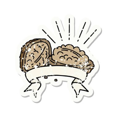 Eski bir dövme stili kabuklu ceviz yapıştırması.