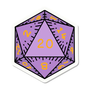 Doğal bir 20 D20 zar atmanın çıkartması.