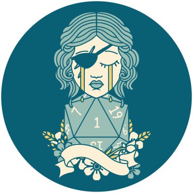 Retro Dövme Tarzı Ağlayan İnsan D20 ruloyla