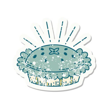 Dövme stili eski bir çıkartma. Harika bir turta.