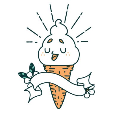 Dövme stili dondurma karakterli parşömen.