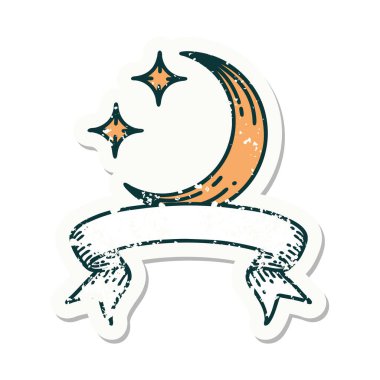 Üzerinde ay ve yıldızların bayrağı olan eski bir etiket.