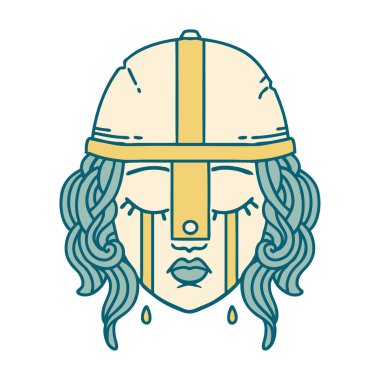 Retro Dövme Tarzı Ağlayan İnsan Dövüşçüsü