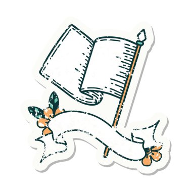 Üzerinde beyaz bayrak olan eski bir etiket.