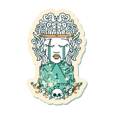 Retro Dövme Tarzı Ağlayan Elf Barbar Karakteri