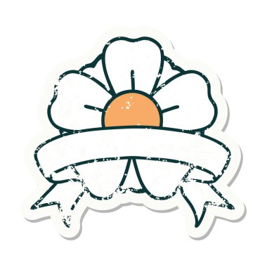 Üzerinde çiçek bayrağı olan eski bir etiket.