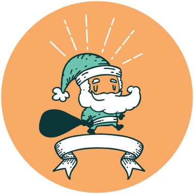 Dövme stili Noel Baba karakterinin çuvalı olan ikonu