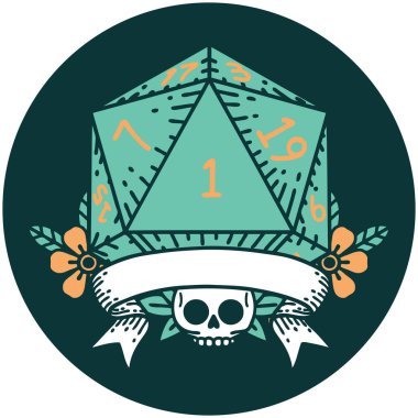 Doğal bir d20 zar atma simgesi