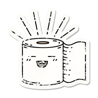 Dövme tarzı tuvalet kağıdı karakterinin eski bir çıkartması.