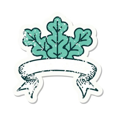 Yaprak sancağı olan eski bir etiket.