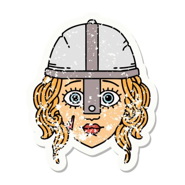 Bir insan dövüşçüsünün grunge sticker 'ı