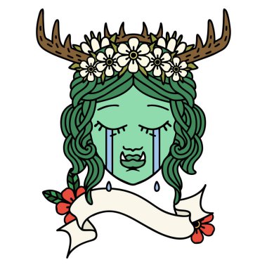 Retro Dövme Biçimi Ağlayan Ork Druid karakter yüzü