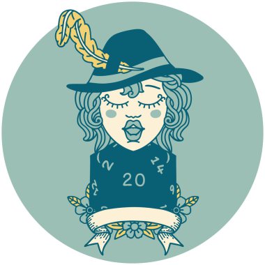 Retro Dövme Biçimli 20 zarlı ozan karakteri